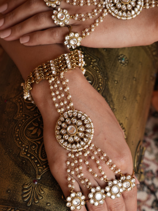 Shagun Antique Polki HathPhool ( Pair )