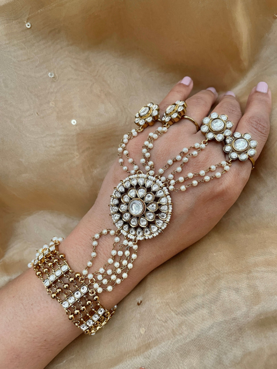 Shagun Antique Polki HathPhool ( Pair )