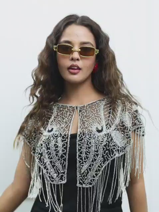 Silver Fringe Short Cape