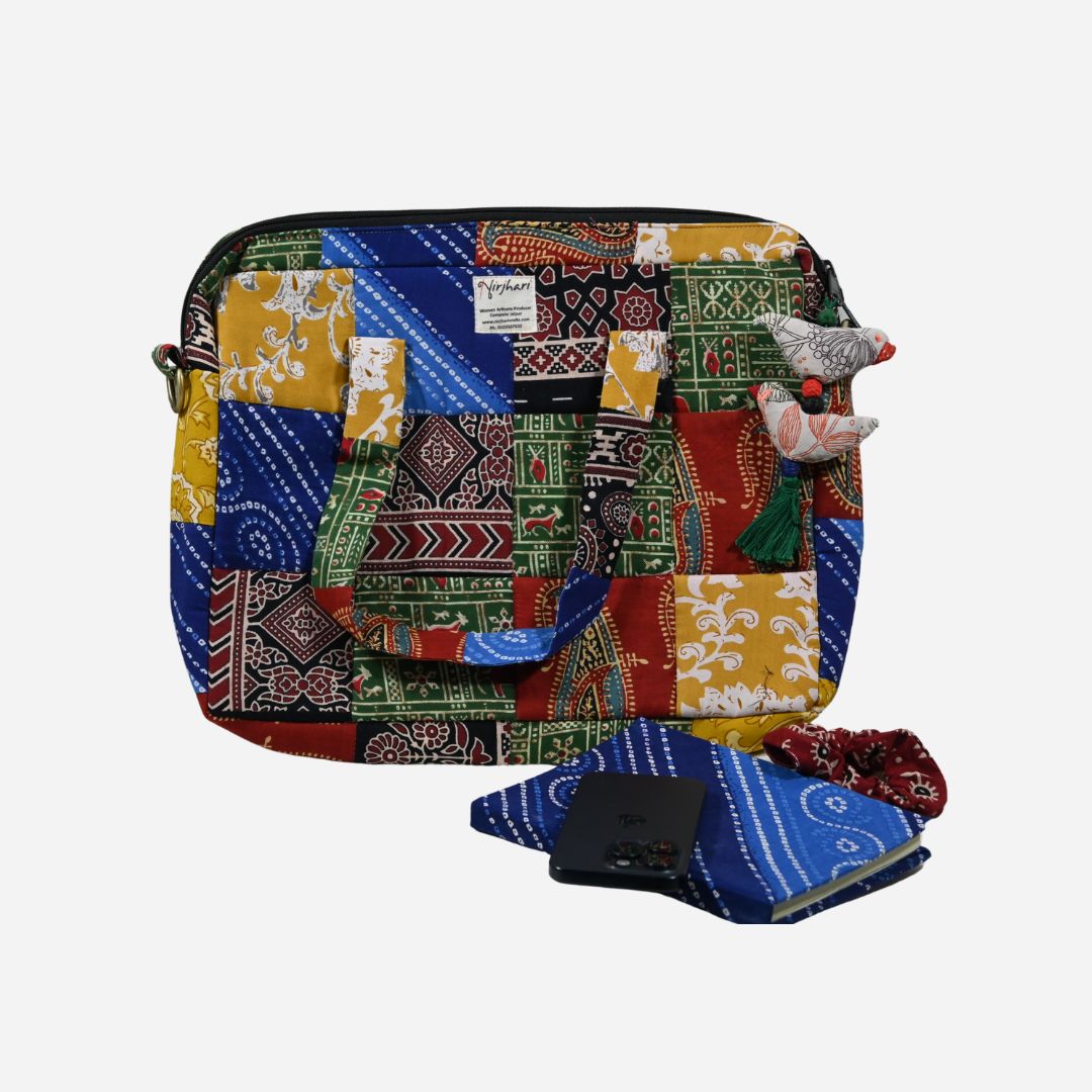 Nirjhari Handmade Patchwork Laptop Bag – 15 inch