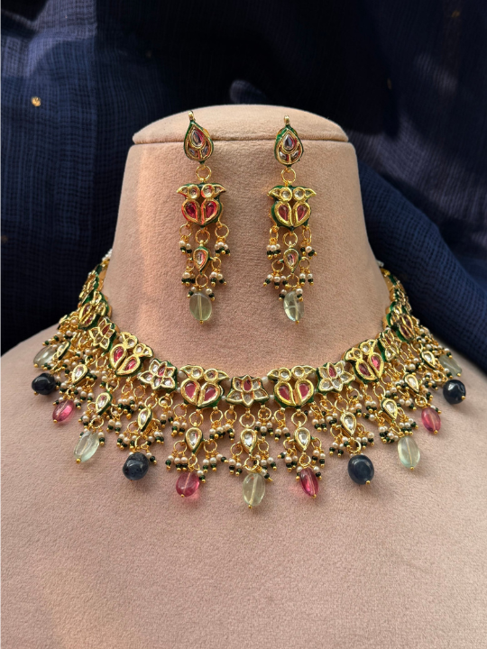Sajda Multicolour Polki Necklace Set
