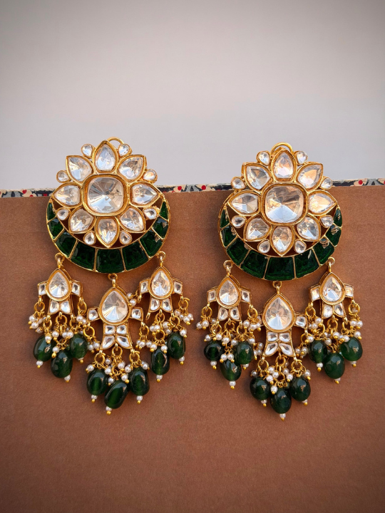 Sukhna Moissanite Polki Chaandbaali Earrings
