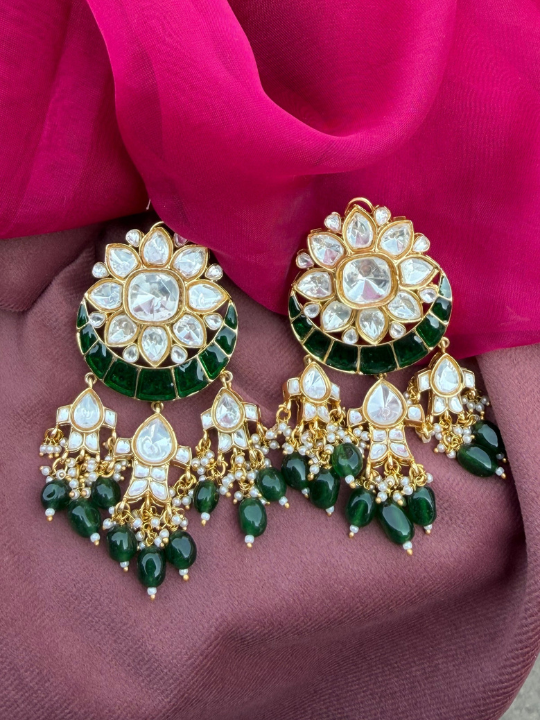 Sukhna Moissanite Polki Chaandbaali Earrings