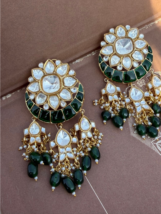 Sukhna Moissanite Polki Chaandbaali Earrings