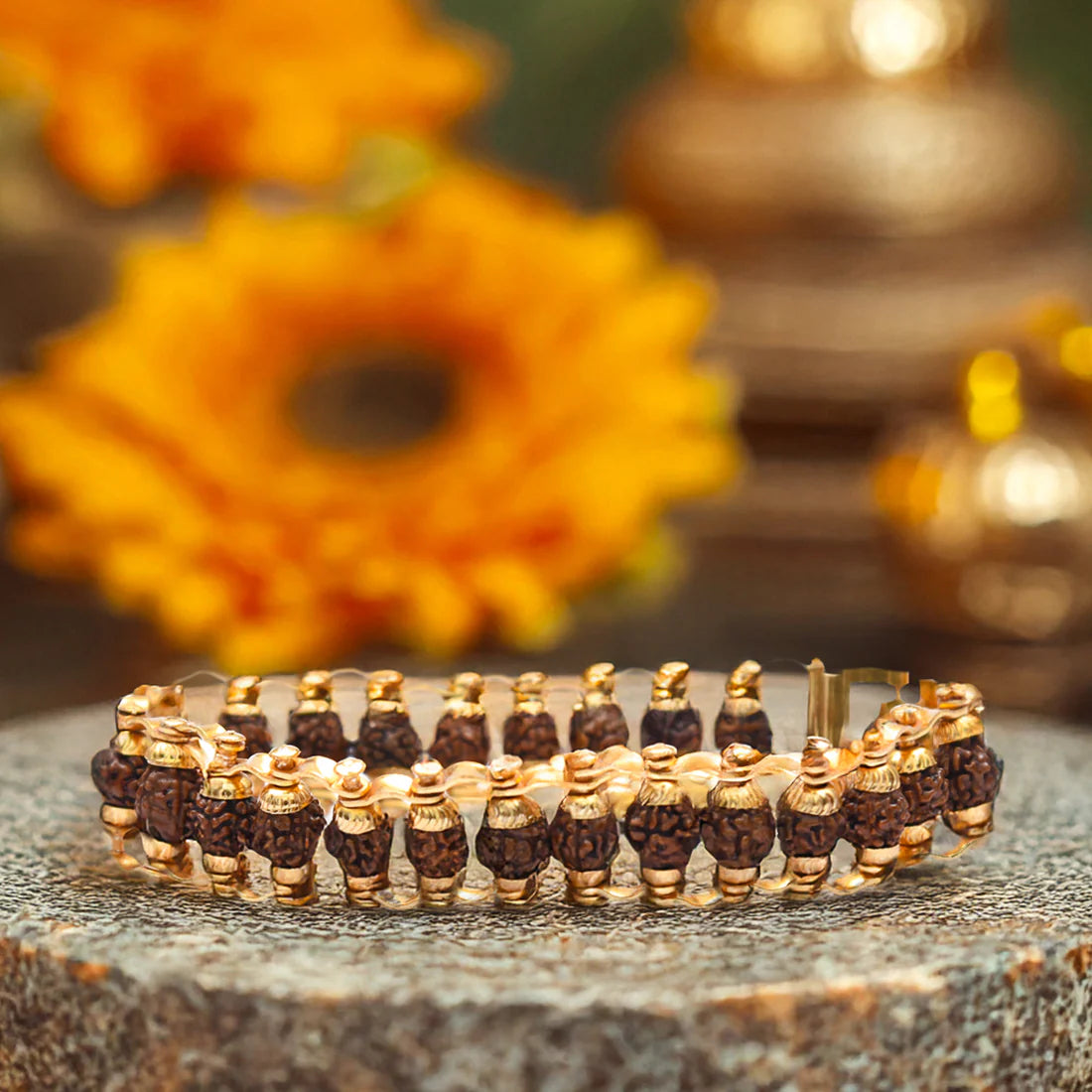 Gold Plated Modern Rudraksha Bracelet