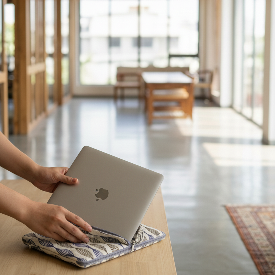 100% Cotton Block Printed Laptop Cover