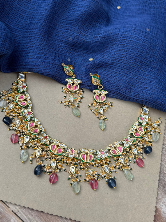 Sajda Multicolour Polki Necklace Set