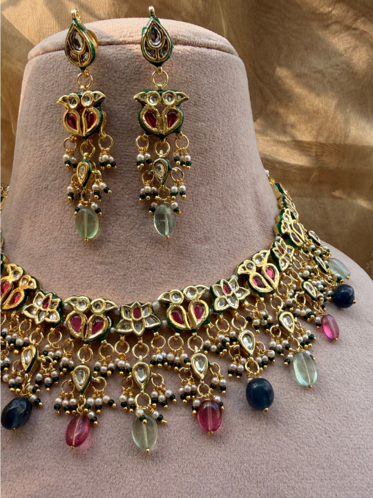 Sajda Multicolour Polki Necklace Set