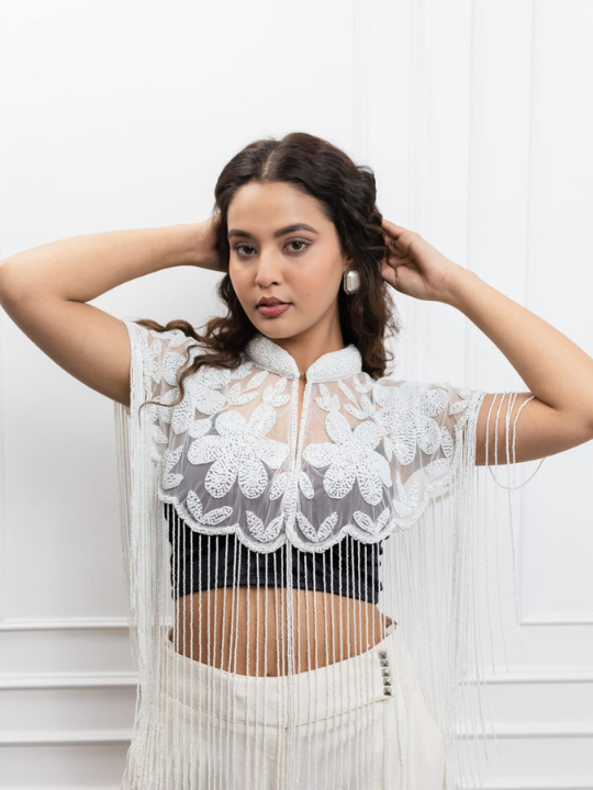 Ivory Floral Glow Cape