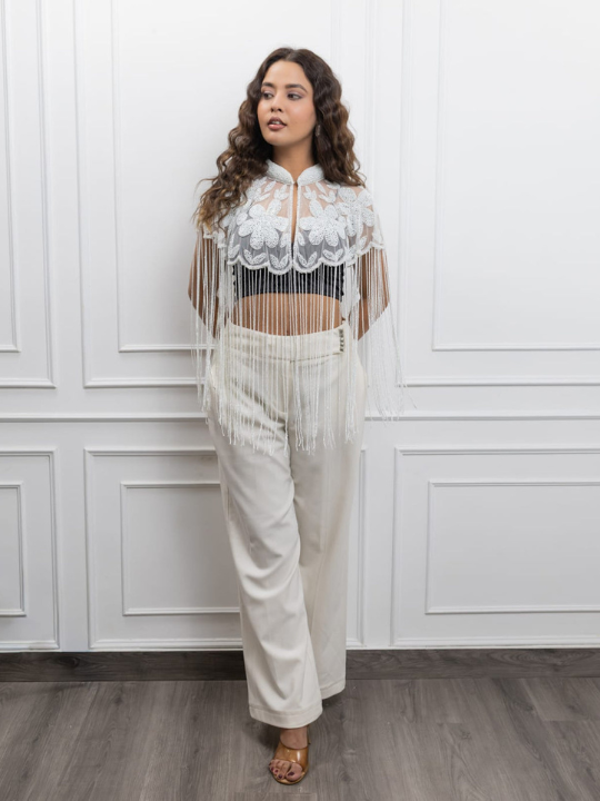 Ivory Floral Glow Cape