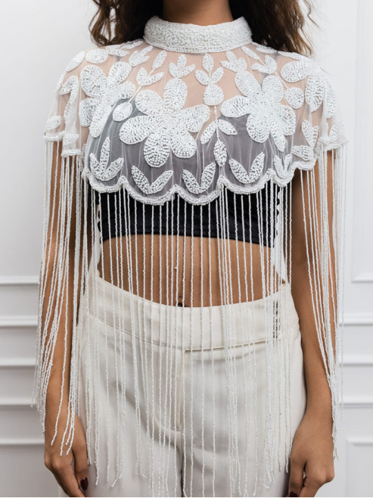 Ivory Floral Glow Cape