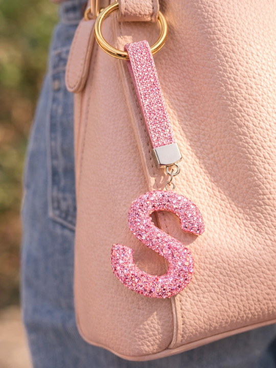 Rhinestone Studded Initial Keychains