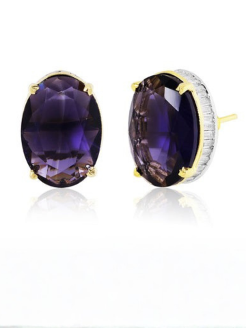 Bedazzled Stud Earrings - Purple