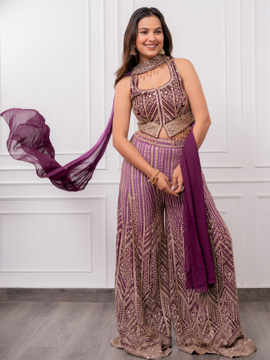 Purple Ombrè Palazzo Set