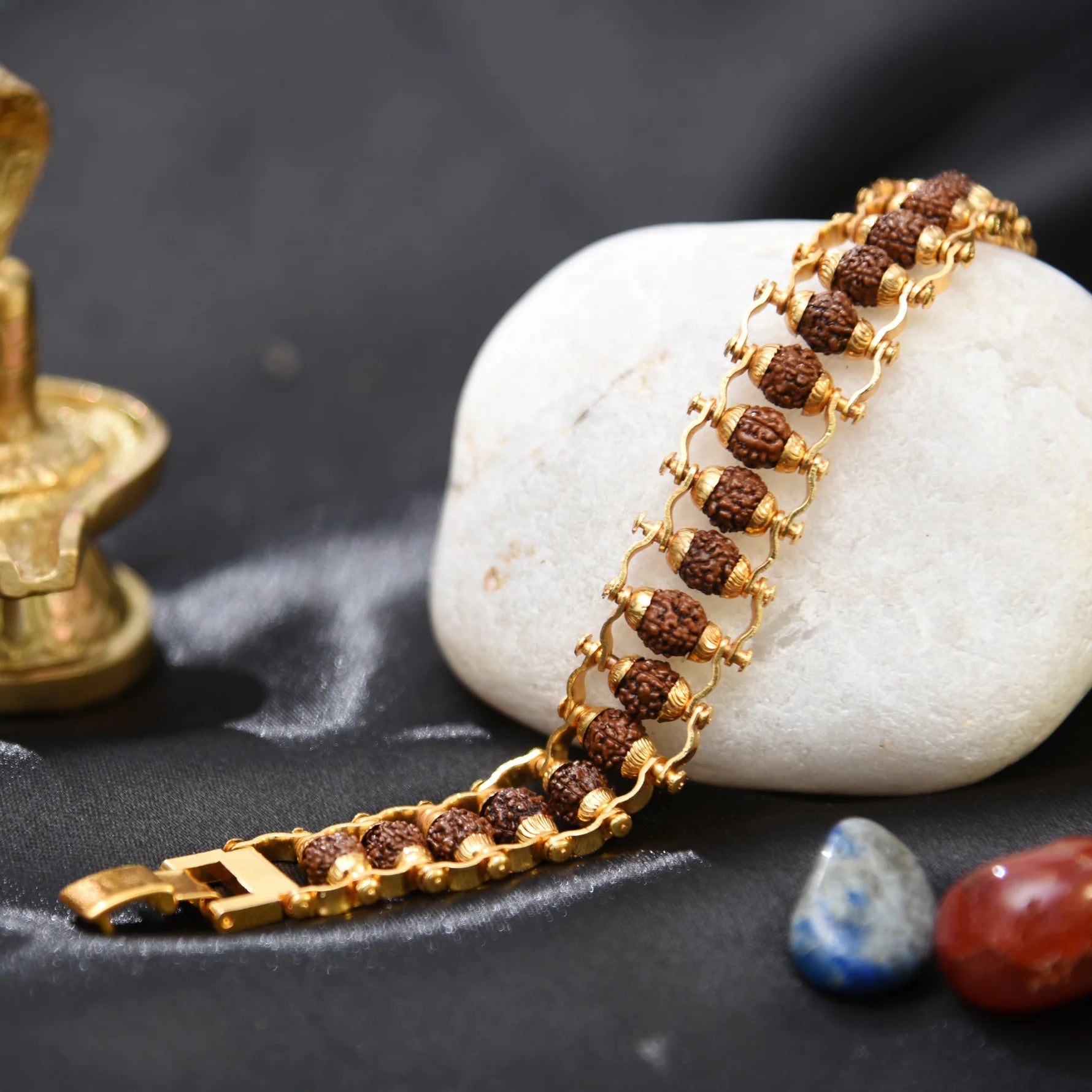 Gold Plated Modern Rudraksha Bracelet