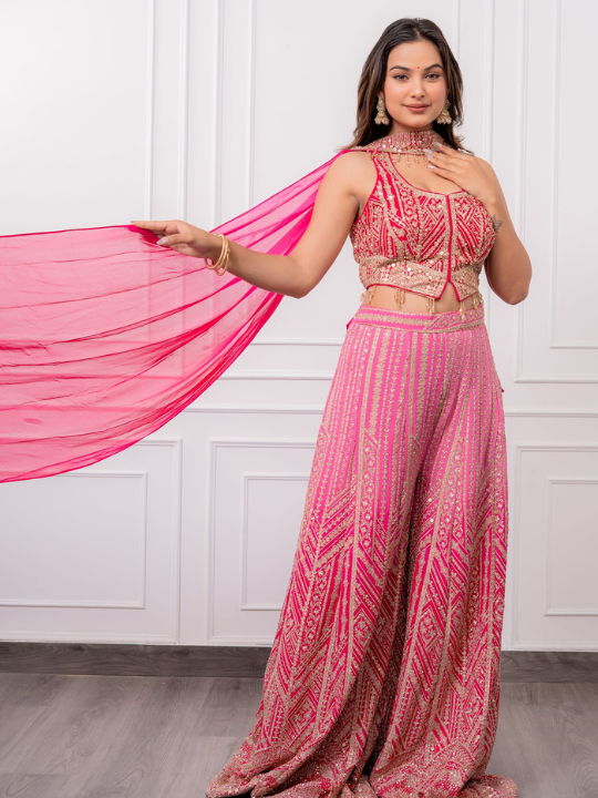 Ruby Radiance Ombrè Palazzo Set