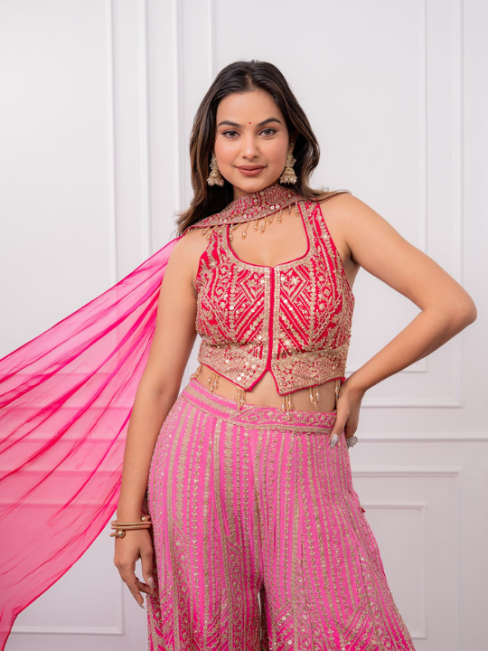 Ruby Radiance Ombrè Palazzo Set