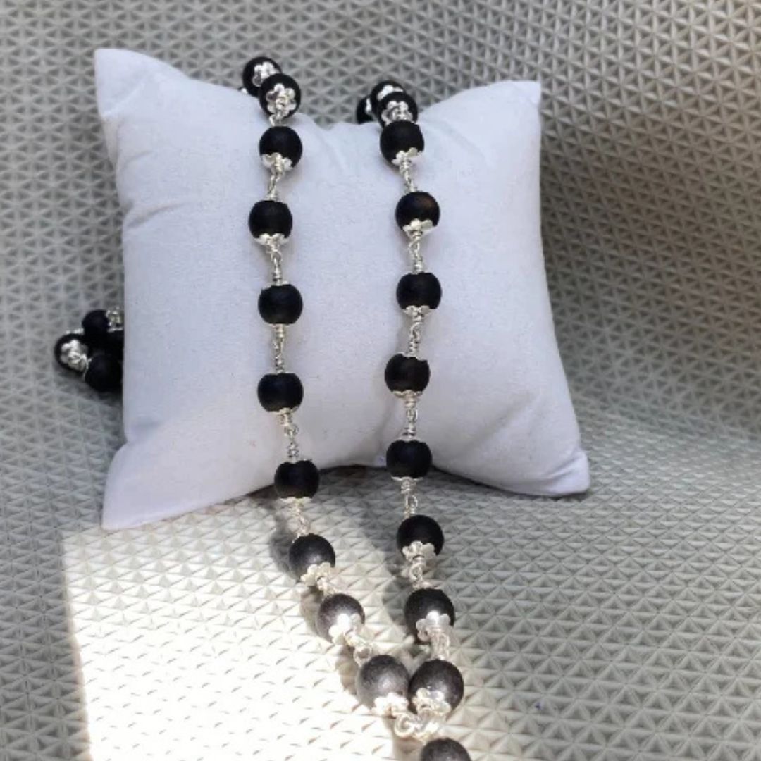 Silver Karungali Mala with certificate