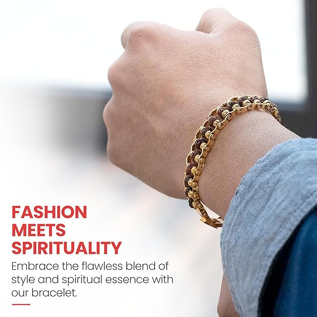 Gold Plated Modern Rudraksha Bracelet