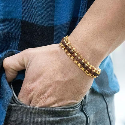 Gold Plated Modern Rudraksha Bracelet