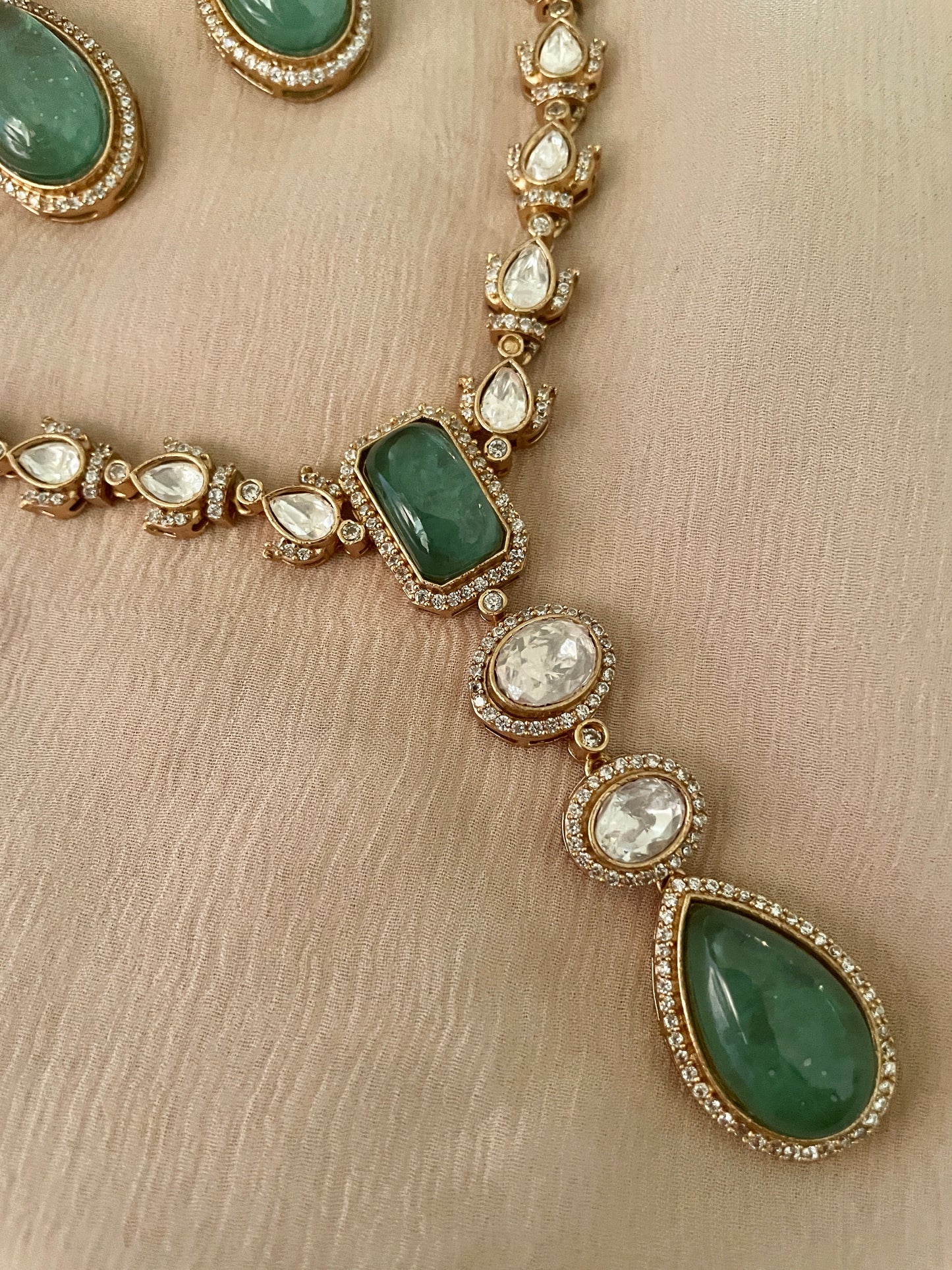 Chirmi Polki Emerald Necklace Set