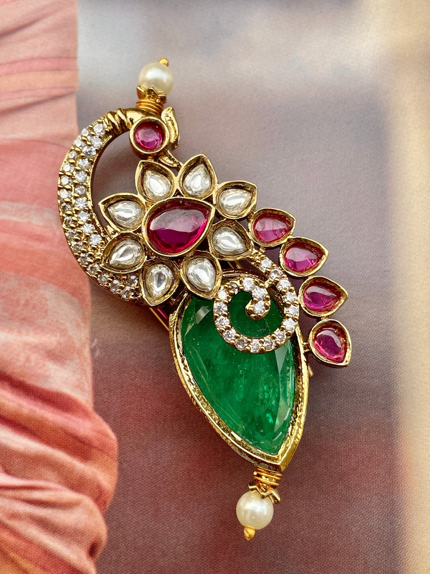 Chandramor Polki Hair Clip