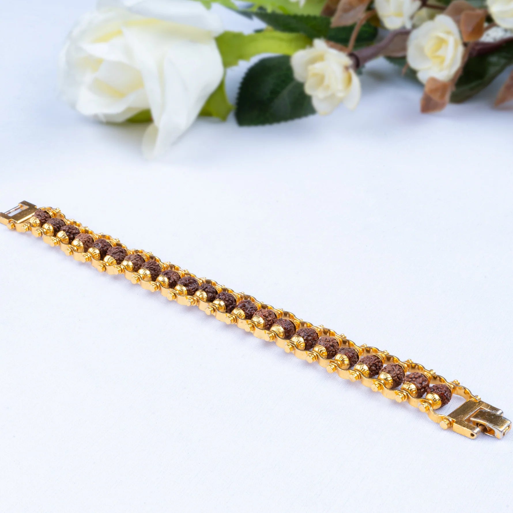 Gold Plated Modern Rudraksha Bracelet