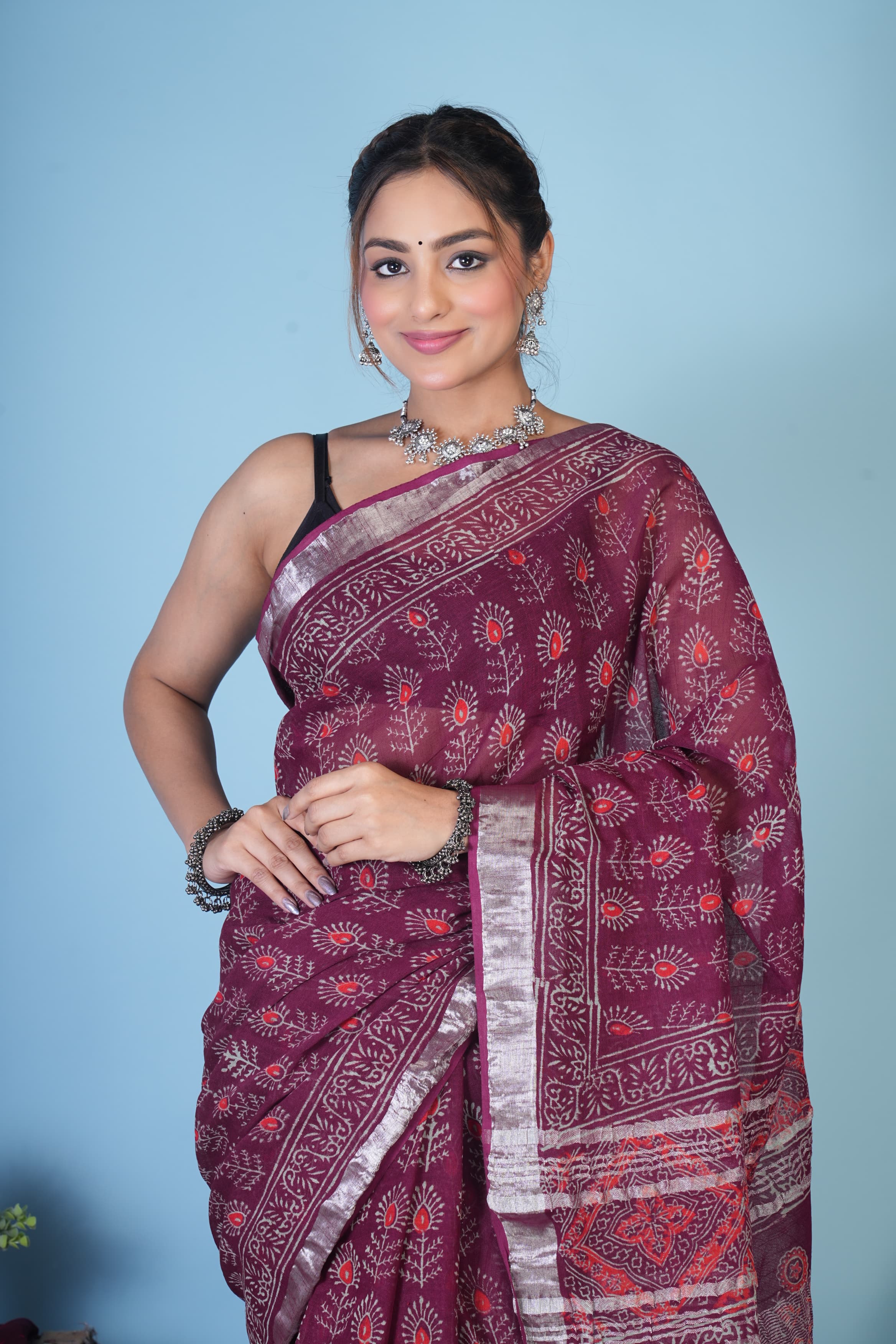 linen sarees with blouse
