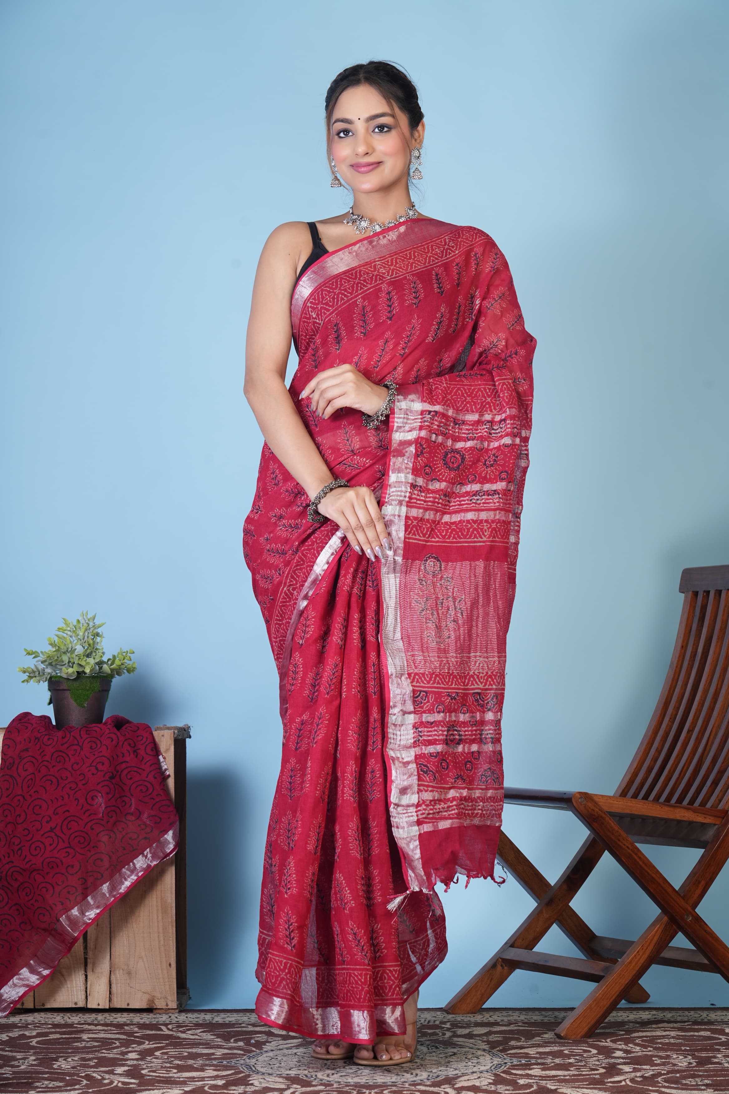 Ruhani Ruby Linen Saree