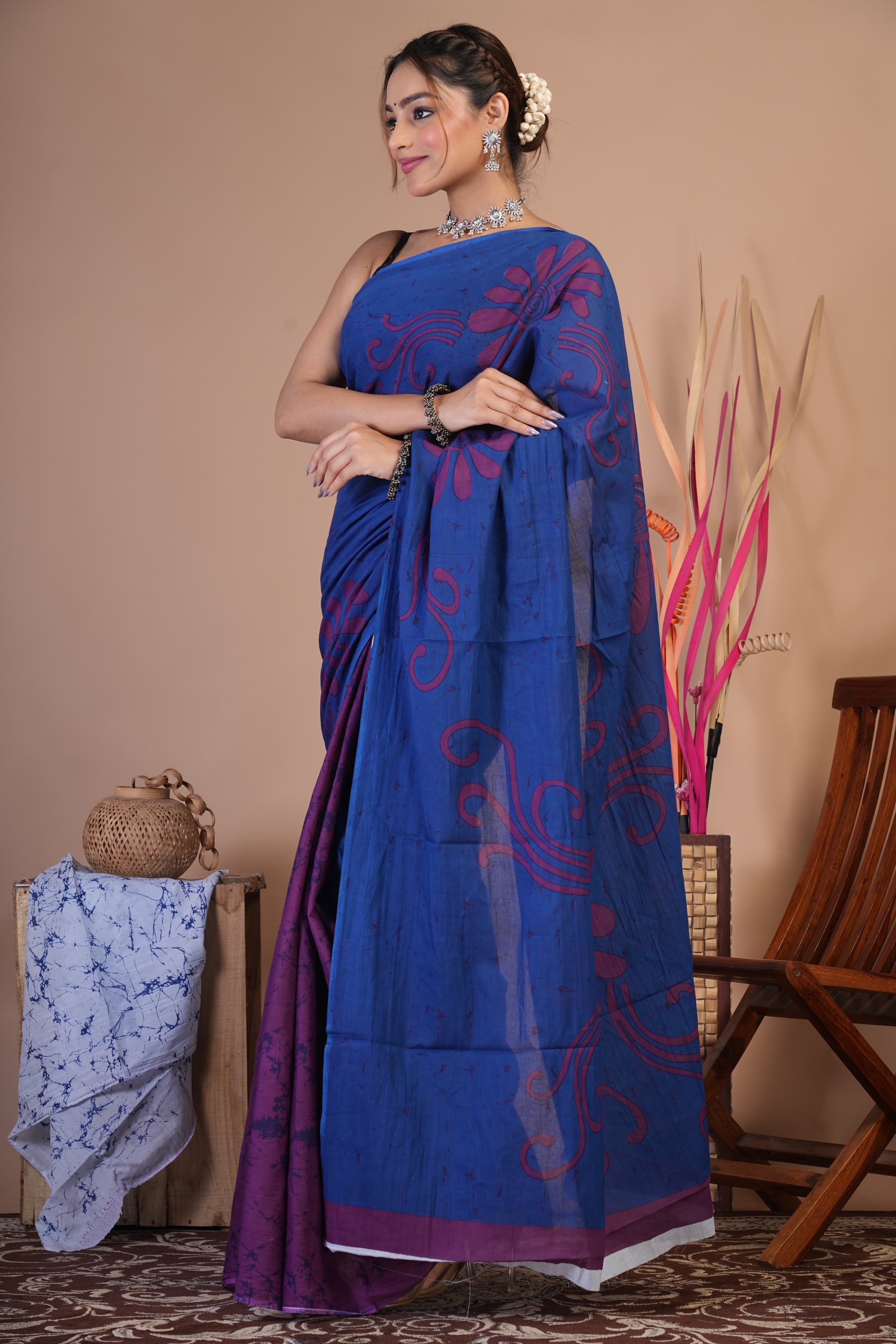Royal Indigo Cotton Saree