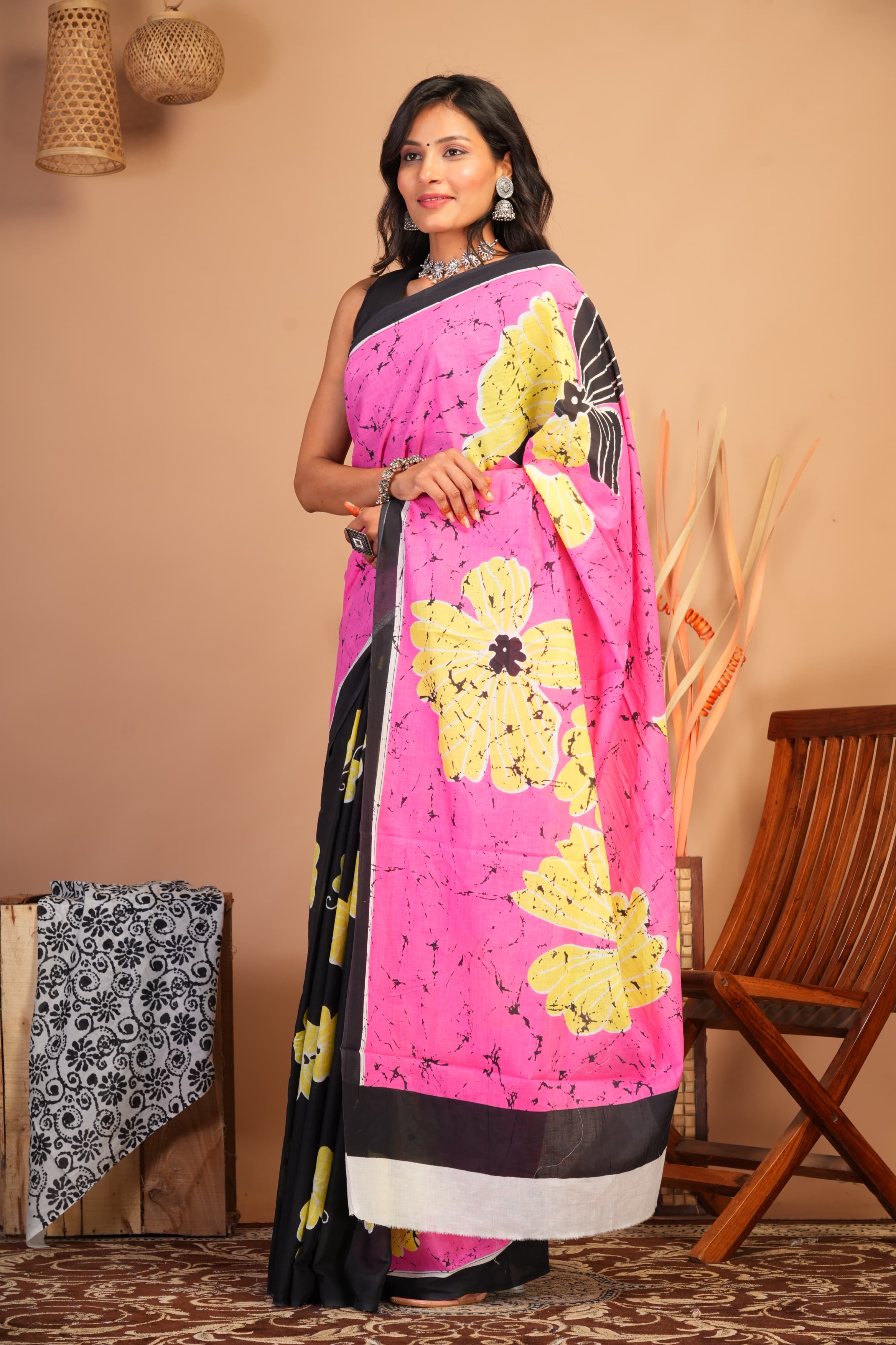 Pink Blossom Cotton Saree