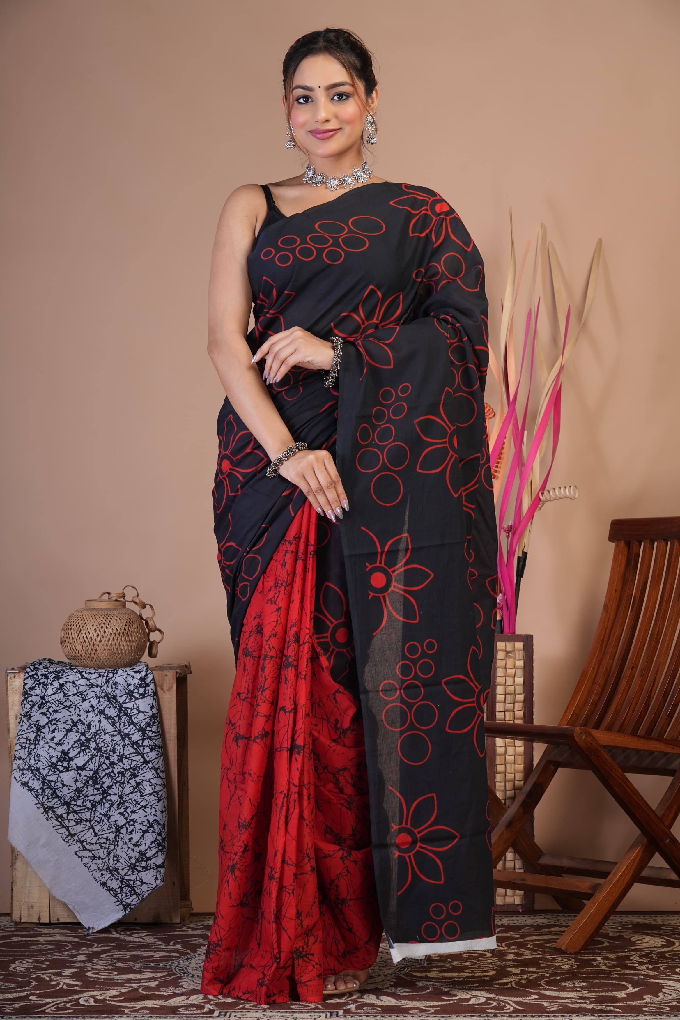 Black Rose Cotton Saree