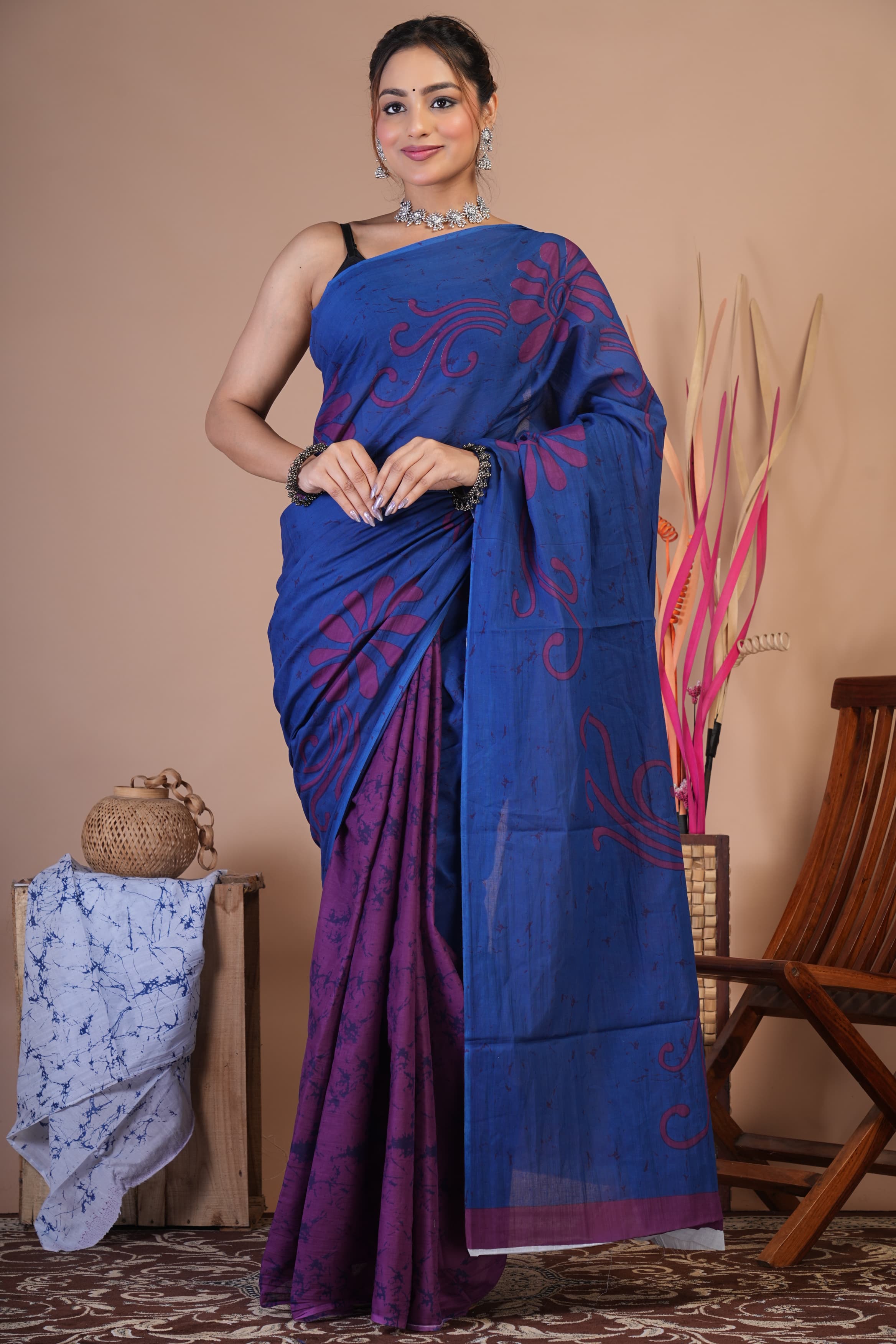Royal Indigo Cotton Saree