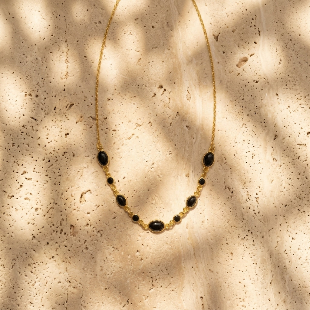 Celeste Black Onyx Statement Necklace