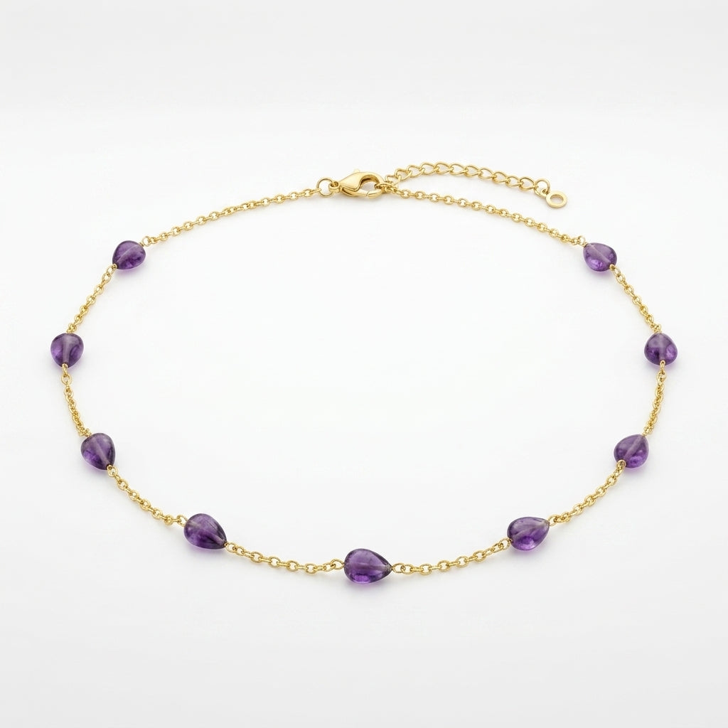 Amethyst Heart Charm Necklace