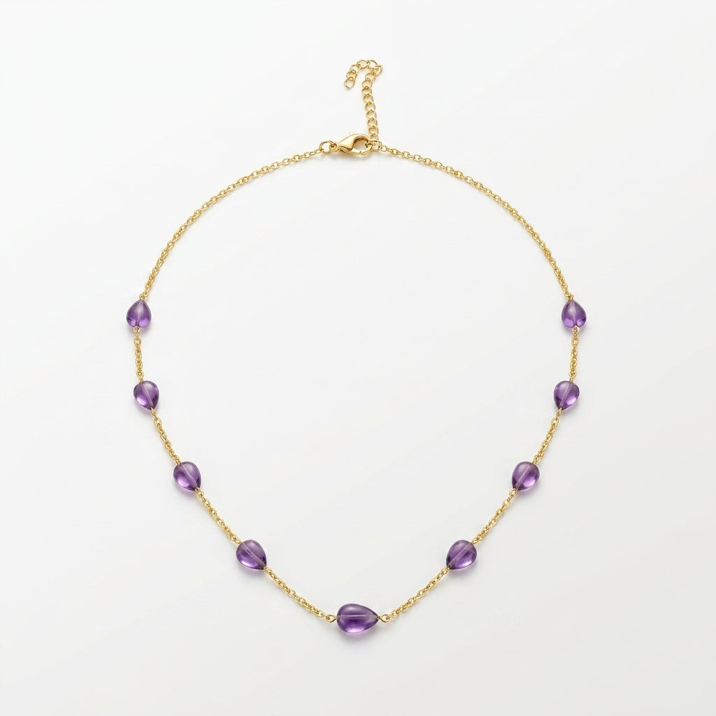 Amethyst Heart Charm Necklace