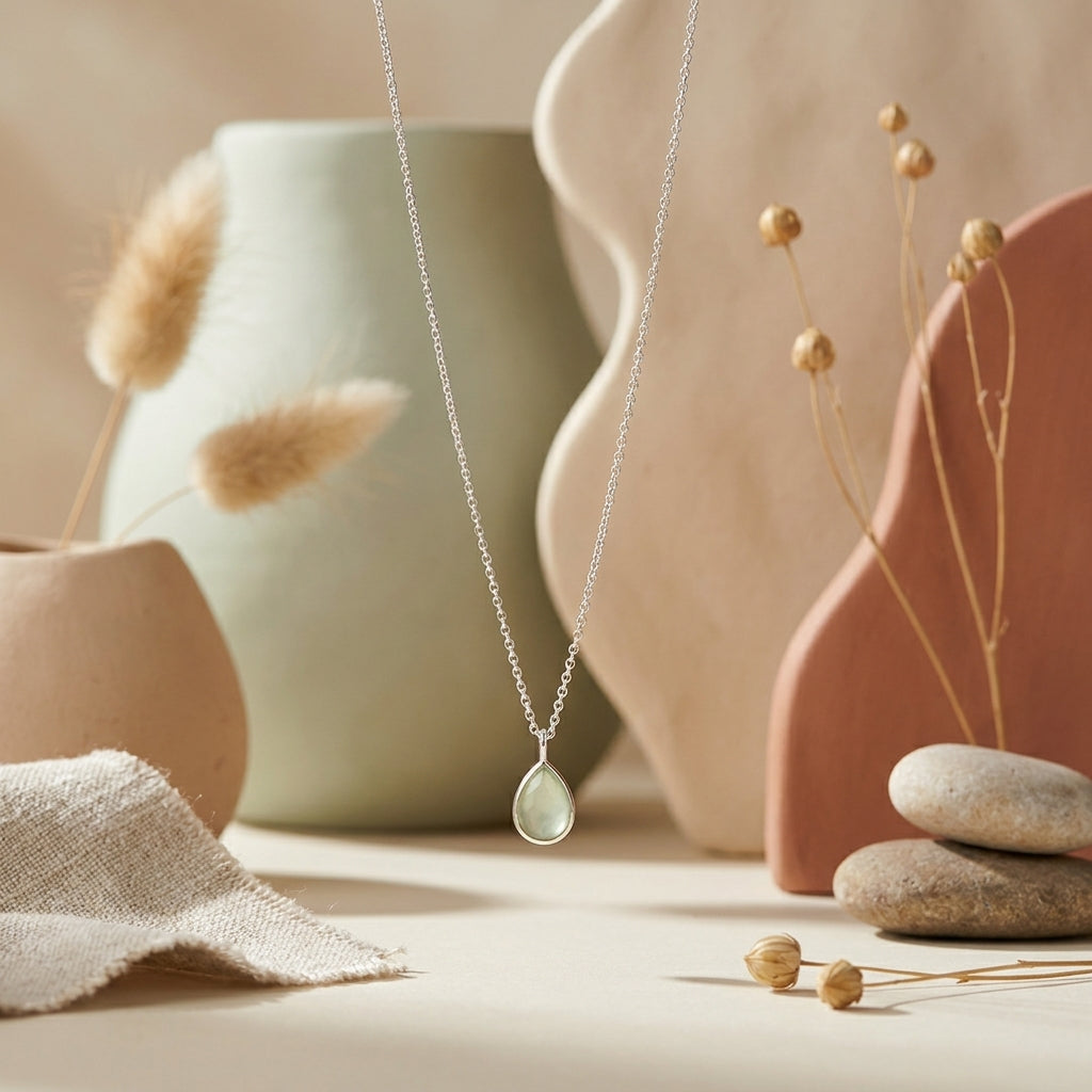 Serene Green Chalcedony Pendant Necklace