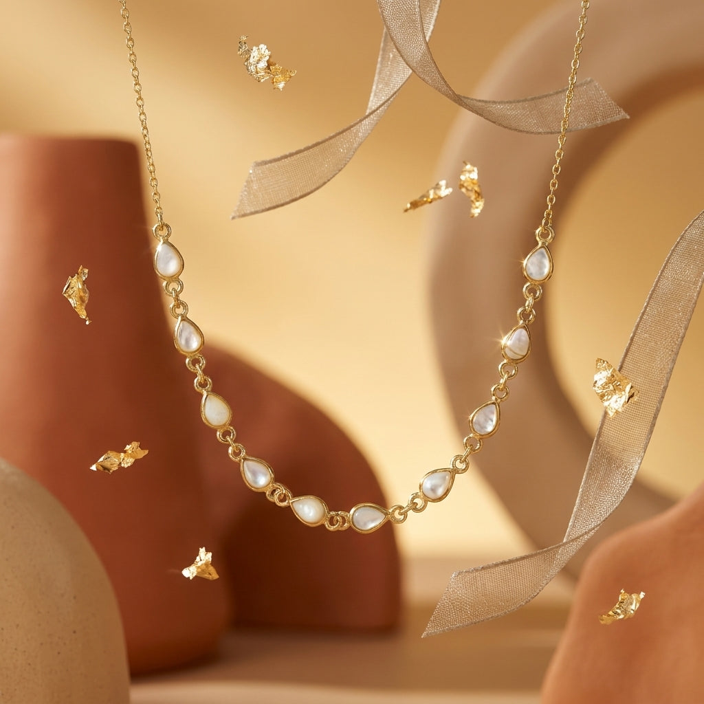 Luna Mother of Pearl Teardrop Necklace