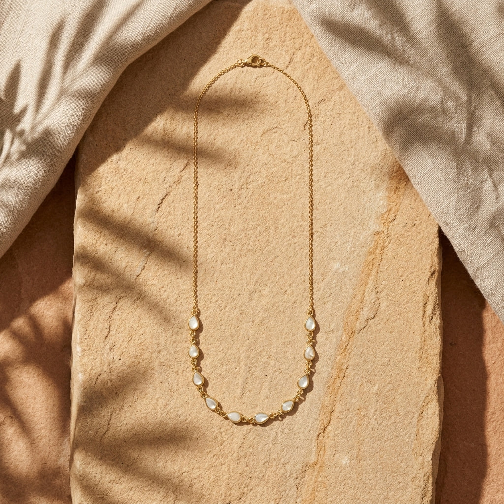Luna Mother of Pearl Teardrop Necklace