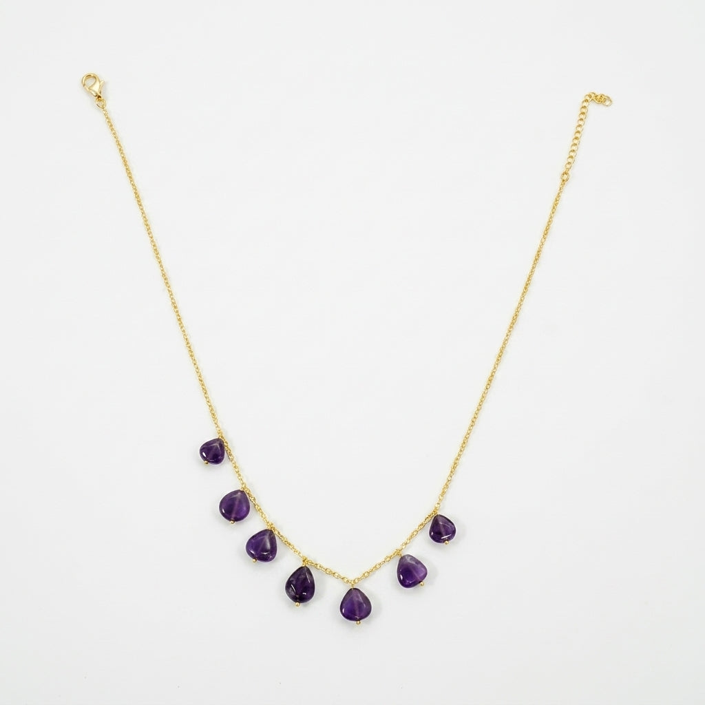 Amethyst Teardrop Charm Necklace