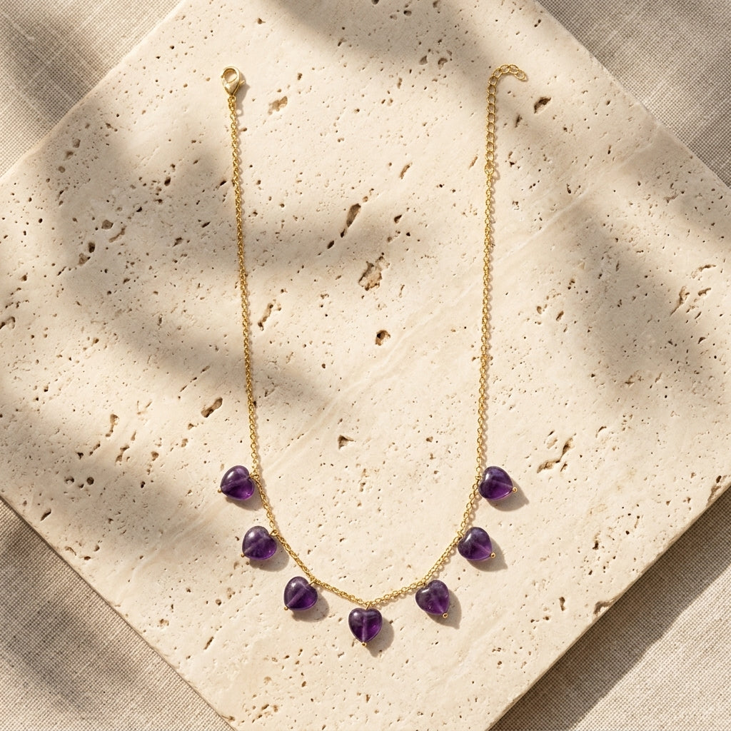 Amethyst Teardrop Charm Necklace