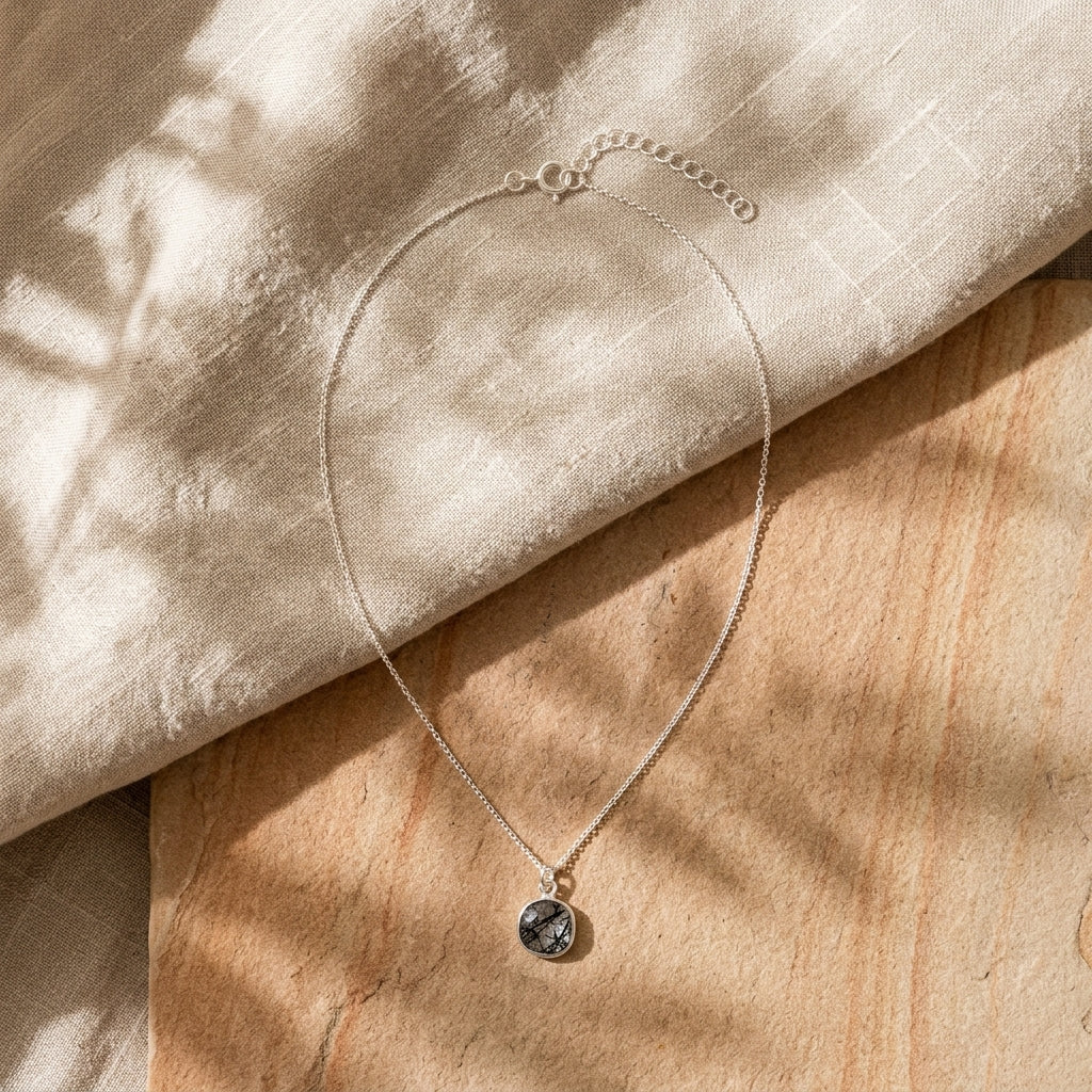Noir Black Rutile Pendant Necklace