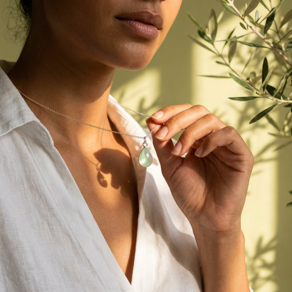 Serene Green Chalcedony Pendant Necklace