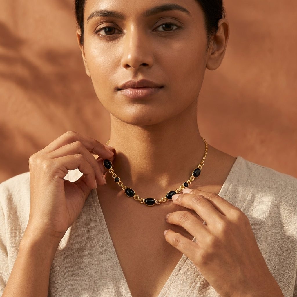 Celeste Black Onyx Statement Necklace