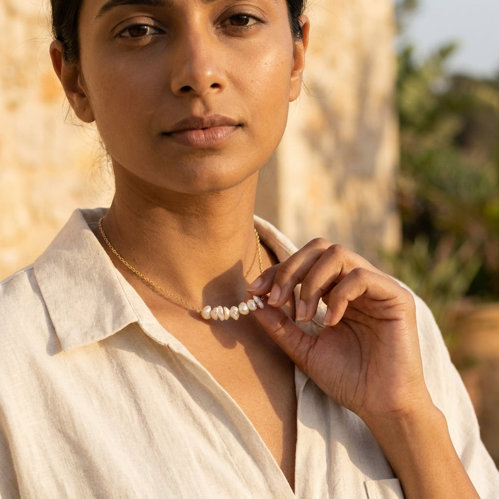 Celeste Pearl Drop Necklace