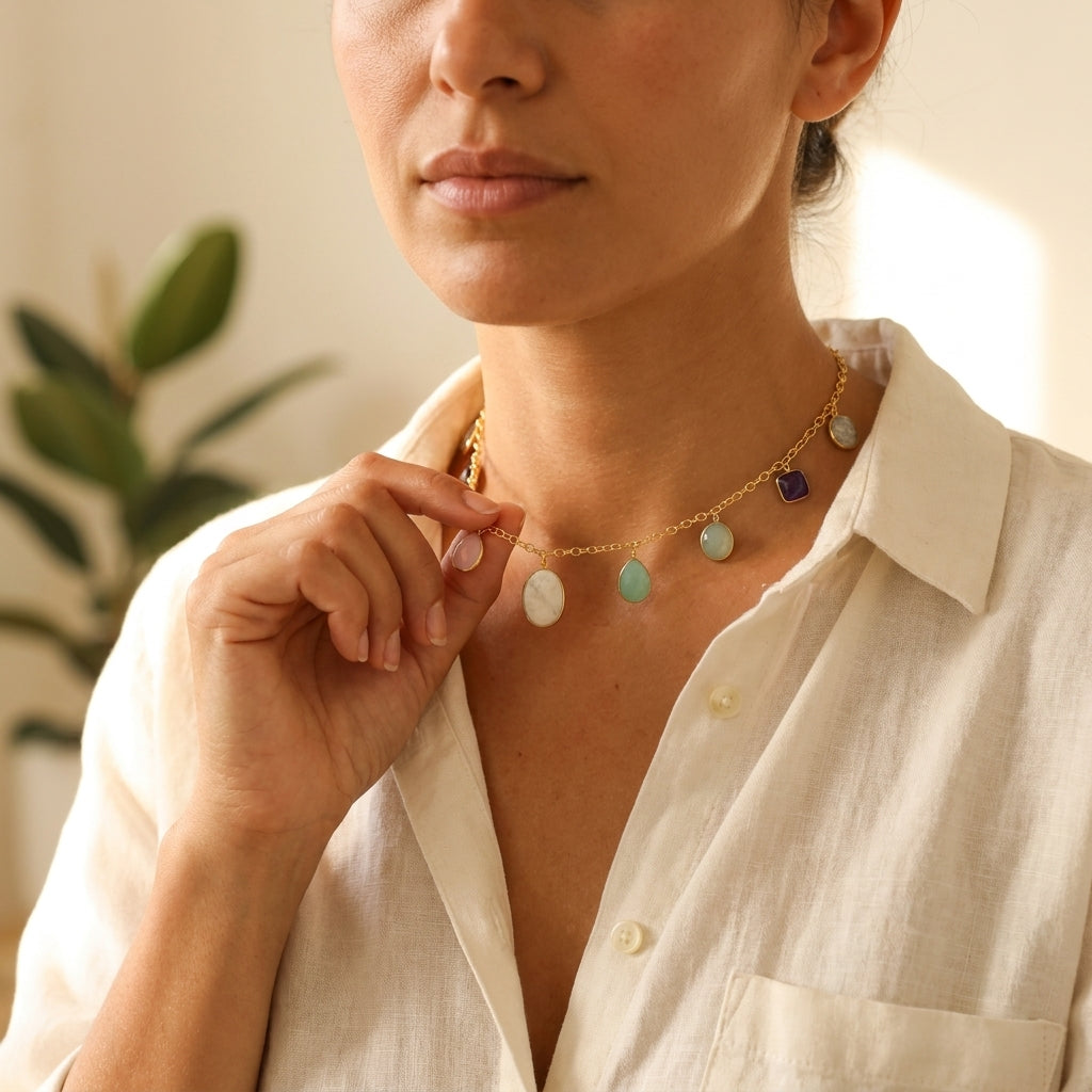Ethereal Stone Charm Necklace