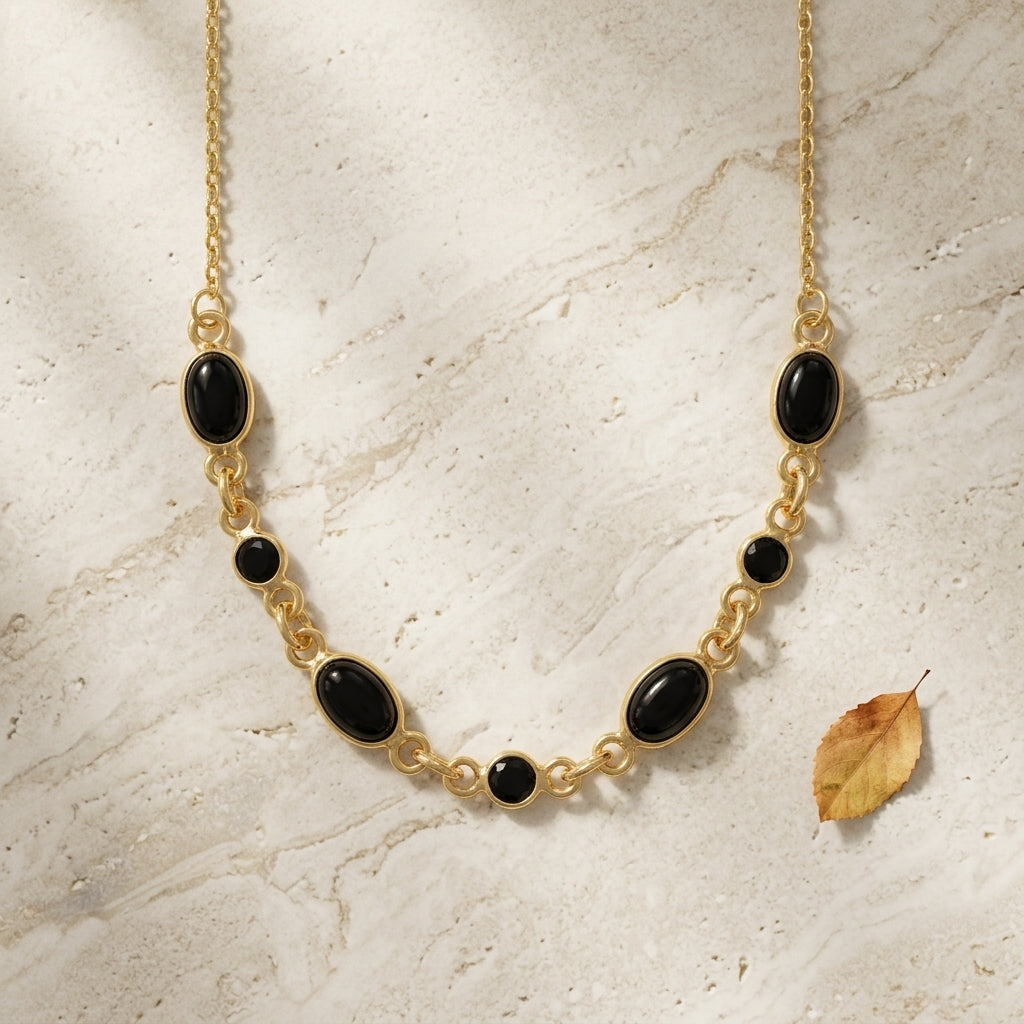 Celeste Black Onyx Statement Necklace