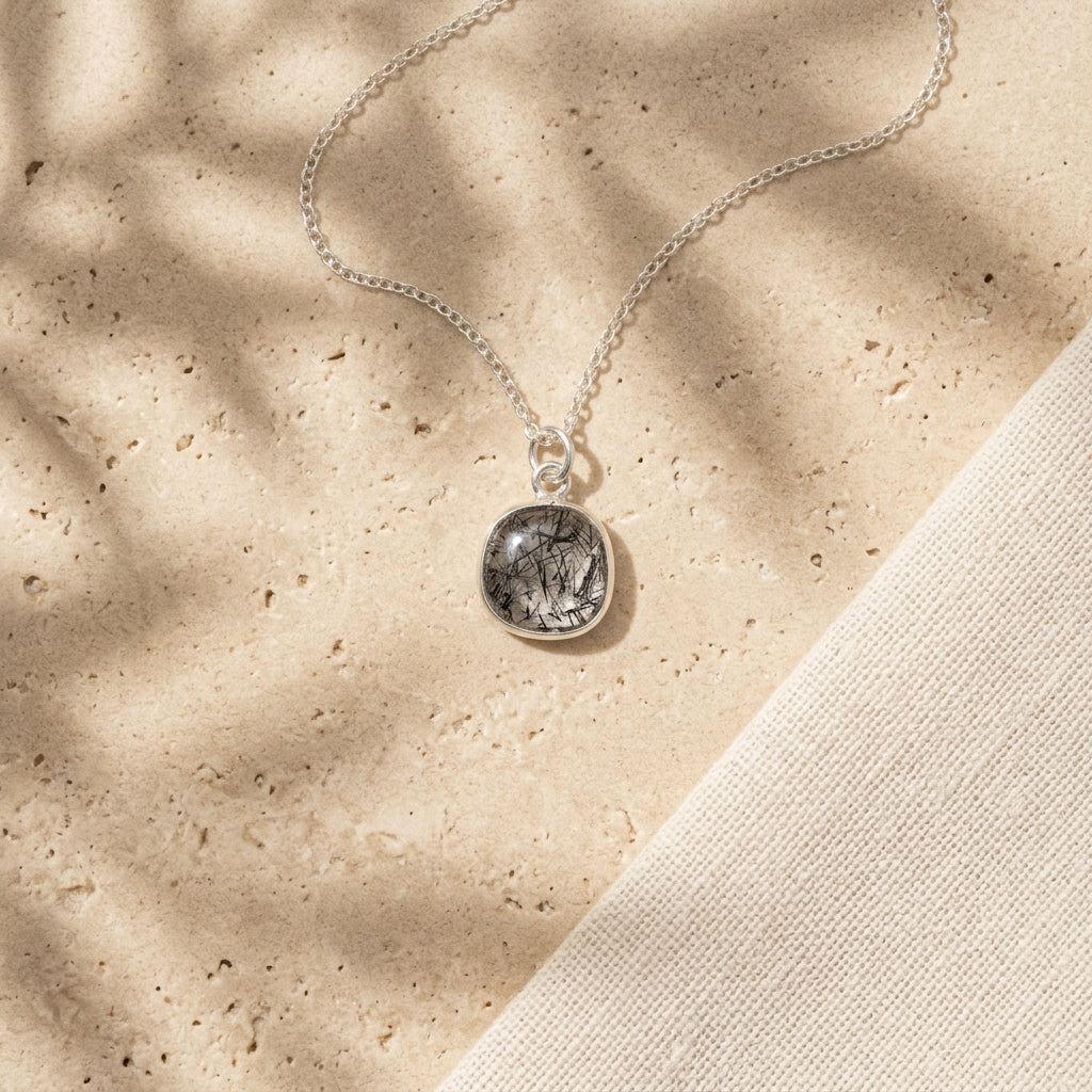 Noir Black Rutile Pendant Necklace
