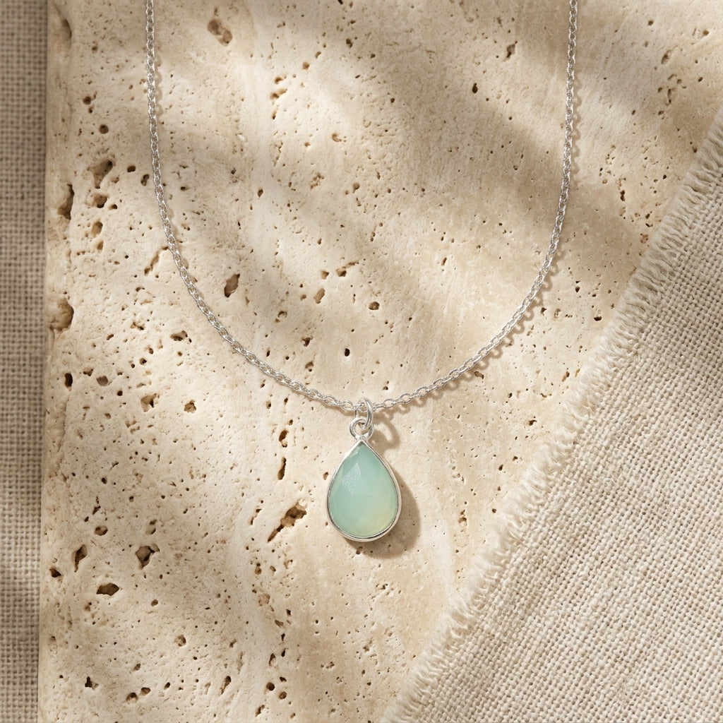 Serene Green Chalcedony Pendant Necklace